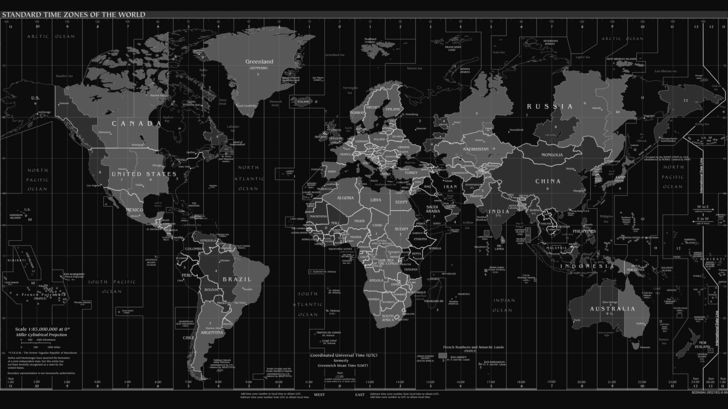 World time zone map showing Canada and United States for cross-border shipping