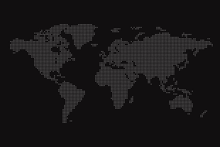 Dotted world map on a dark background